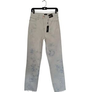 EXPRESS Women Jeans, Acid Wash Raw Hem Modern Straight High Rise Jeans, Sz 6L
